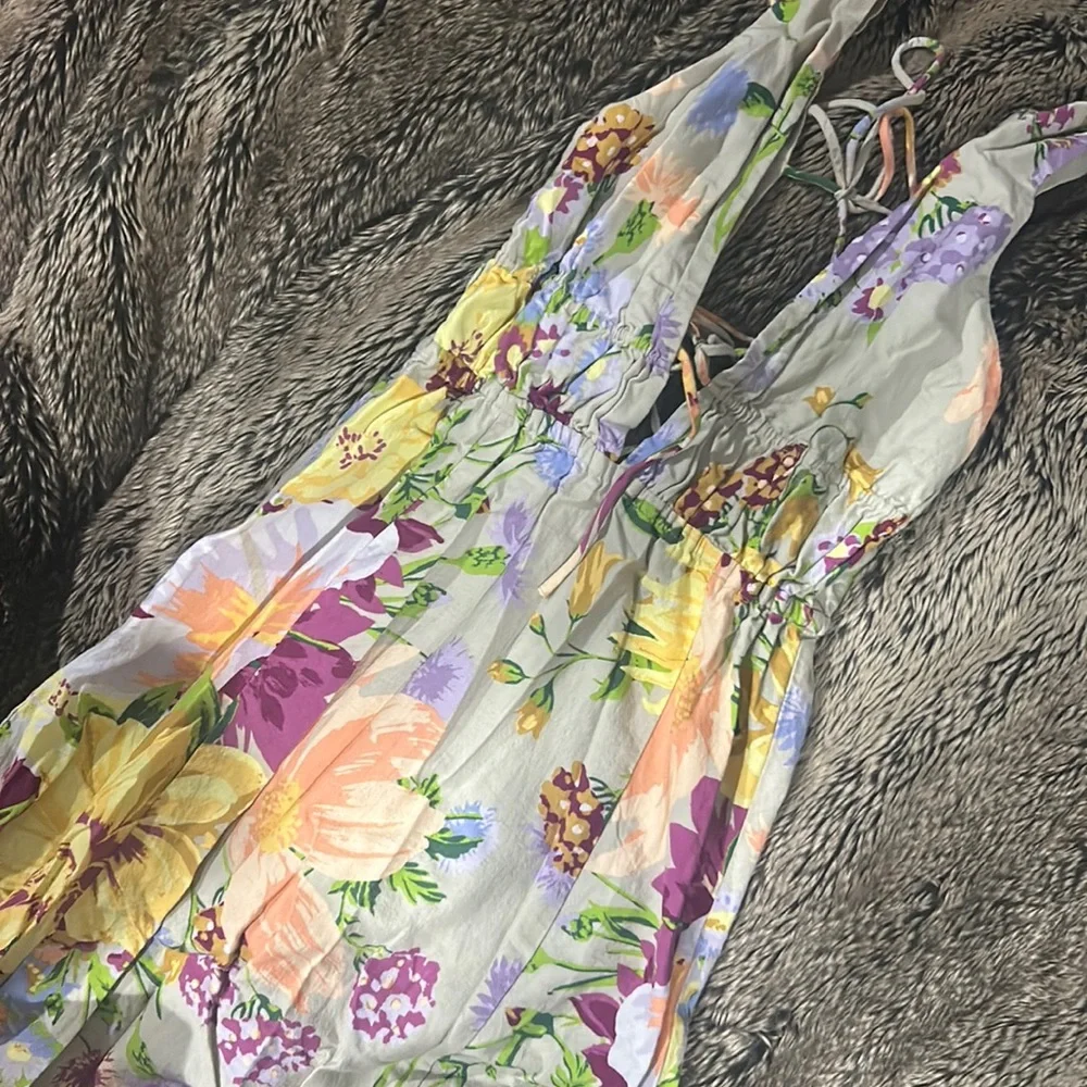 H&M Floral Summer Linen‎ Blend Maxi Dress Midi/Maxi Long - Picture 7 of 8
